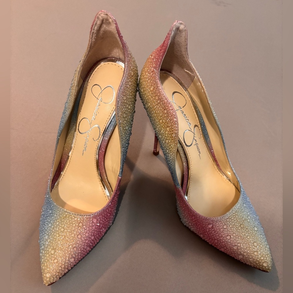 Jessica Simpson sparkly Multicolor Gradient Women's Heels